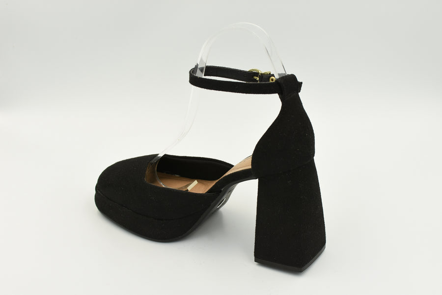 Zapato Cerrado Alto Ante Negro 4298100