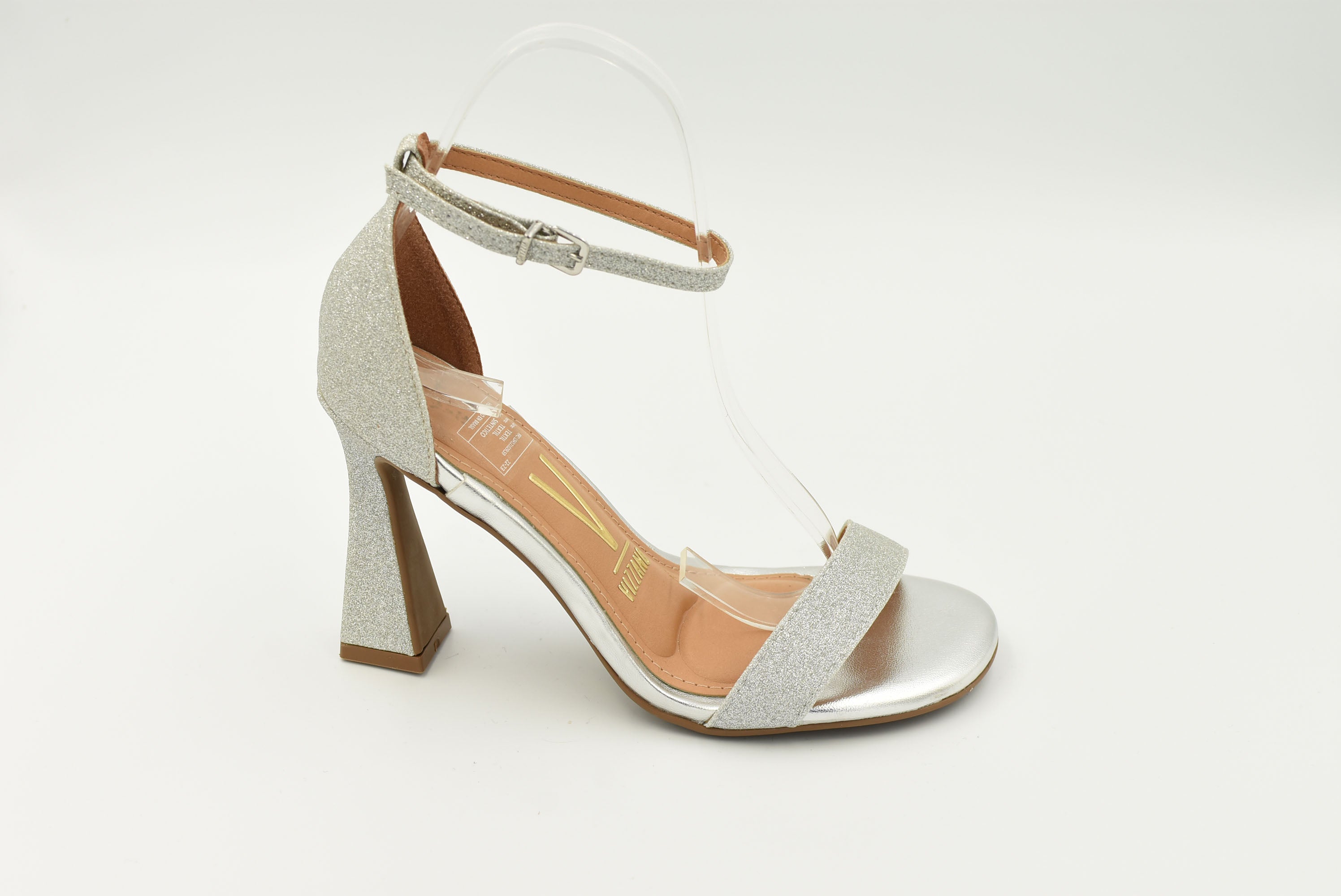 Sandalia Tacon Alto Diamantina Plata 6487201