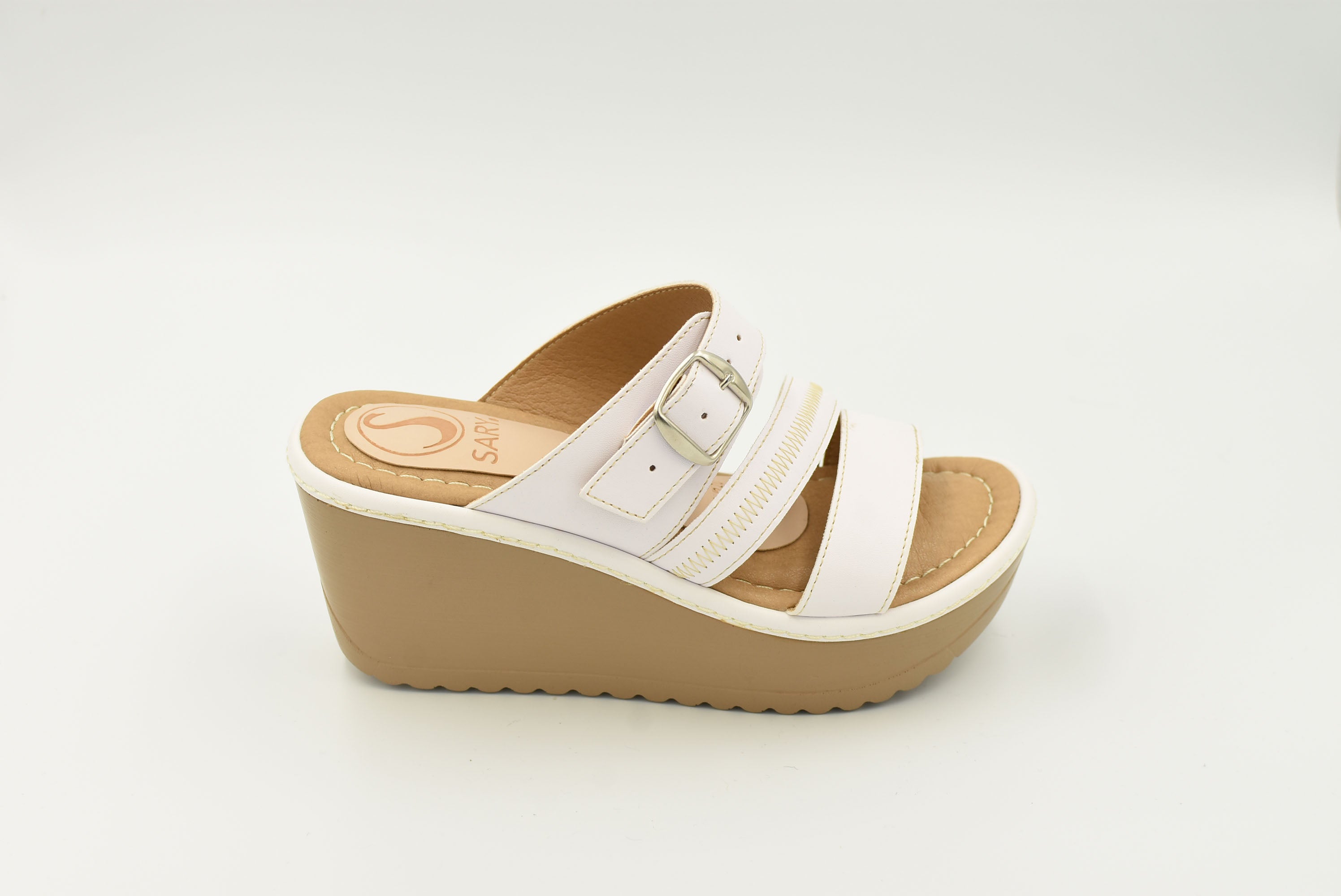 Sandalia Tacon Corrido Medio Blanco 4593